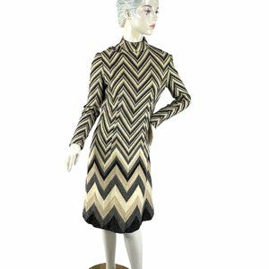 1960s wool knit dress chevron stripes